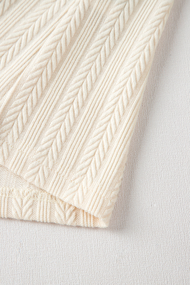 Apricot Polka Dot Mesh Puff Sleeve Textured Blouse