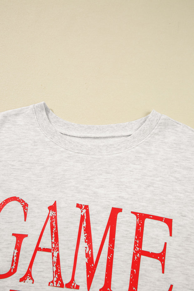 Red Vintage Washed GAME DAY Graphic Baggy Sweatshirt