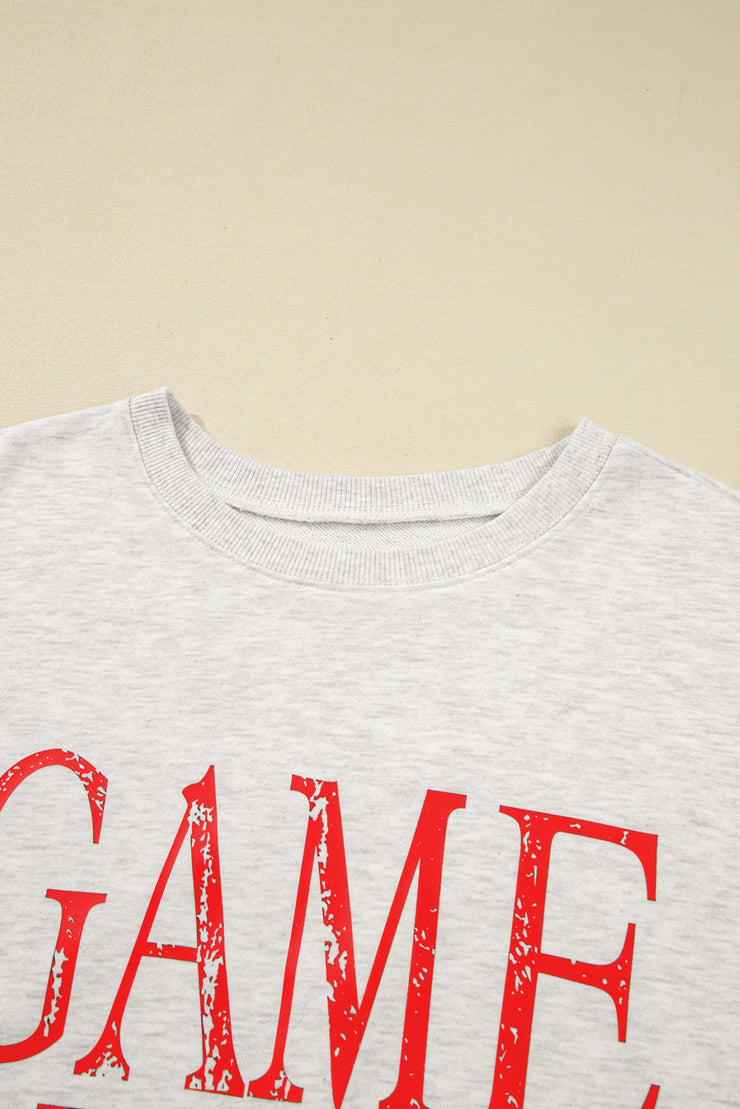 Red Vintage Washed GAME DAY Graphic Baggy Sweatshirt