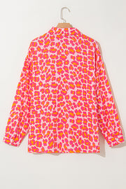 Rose Leopard Printed Button Up Loose Shirt