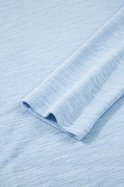 Beau Blue Solid Color Batwing Long Sleeve Top