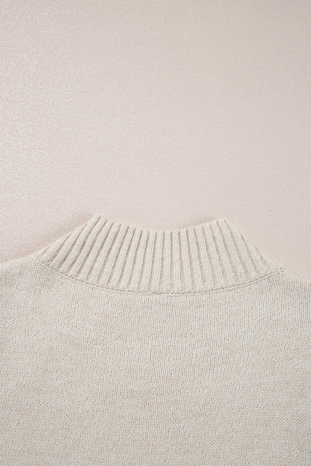 Parchment Pearl Beaded High Neck Bodycon Sweater Dress