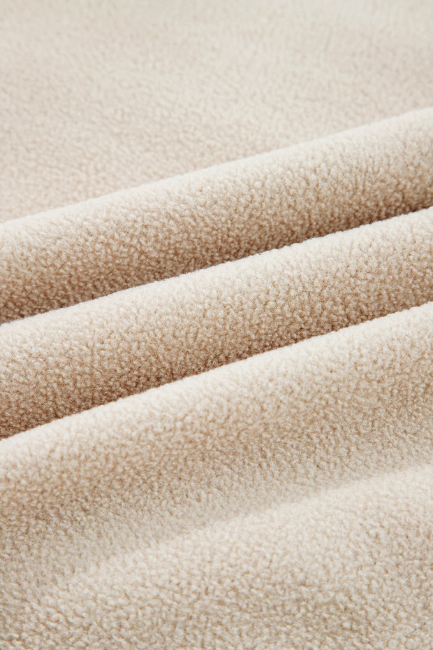 Parchment Fleece Colorblock Patchwork Zipped Neck Pullover Sweatshirt