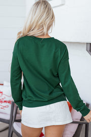 Evergreen Embroidered Letter Graphic Christmas Fashion Sweatshirt