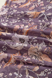 Blue Boho Flower Print 3/4 Sleeve Babydoll Blouse