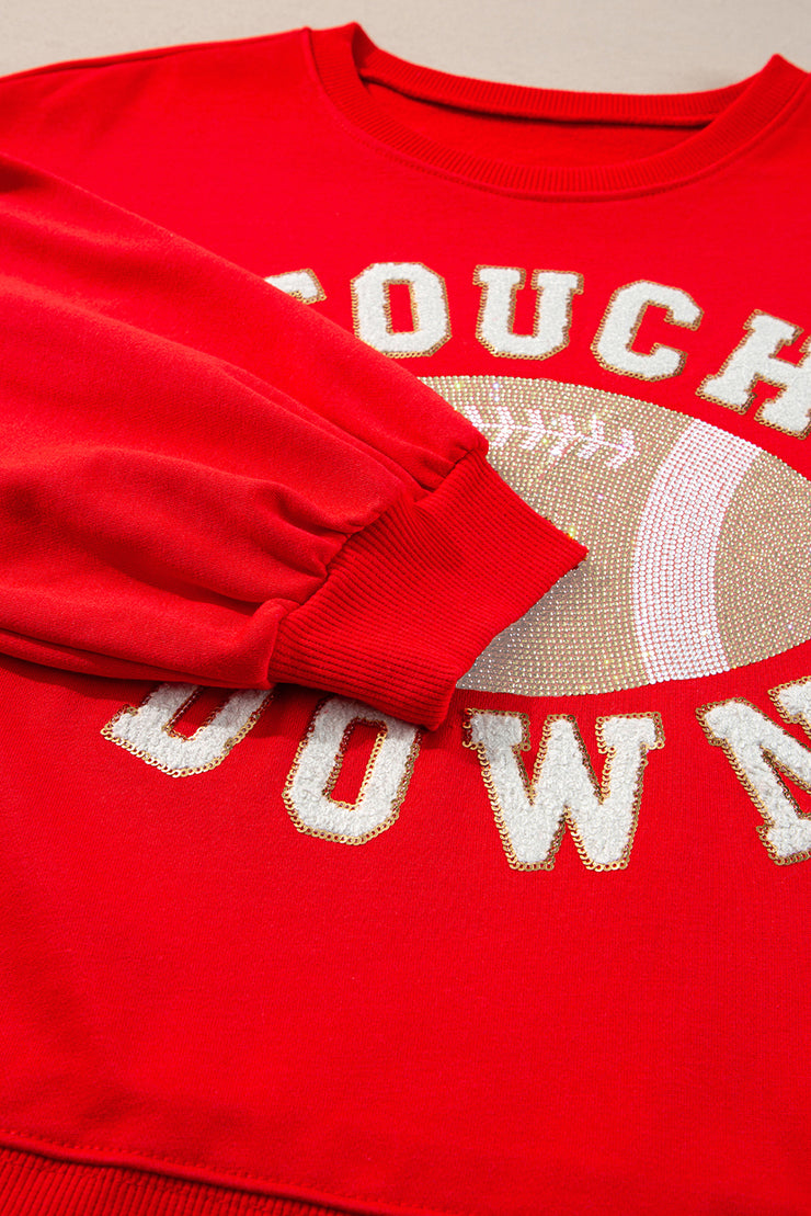 Sudadera con estampado de fútbol TOUCH DOWN en rojo intenso