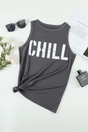 Camiseta sin mangas con estampado gráfico CHILL en gris