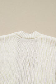 White Pumpkin Print Open Front Drop Shoulder Midi Cardigan