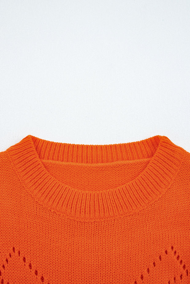 Flamingo Halloween Spooky Face Hollowed Pattern Casual Sweater