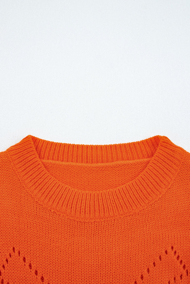 Flamingo Halloween Spooky Face Hollowed Pattern Casual Sweater