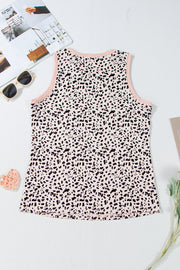 Camiseta sin mangas con cuello redondo y estampado de leopardo