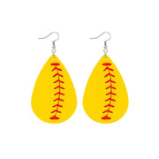 Mustard Yellow Softball Teardrop Earrings