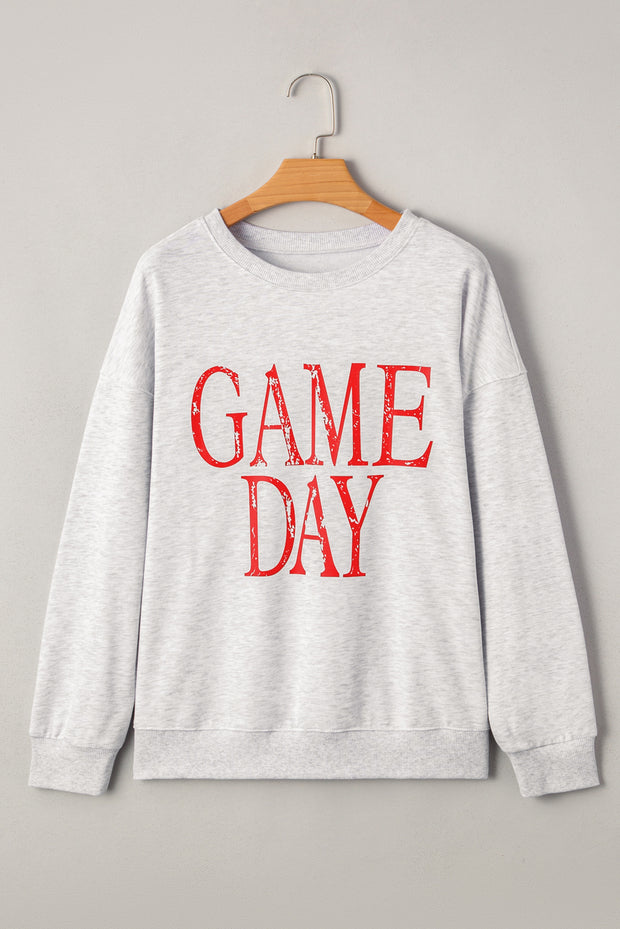 Red Vintage Washed GAME DAY Graphic Baggy Sweatshirt
