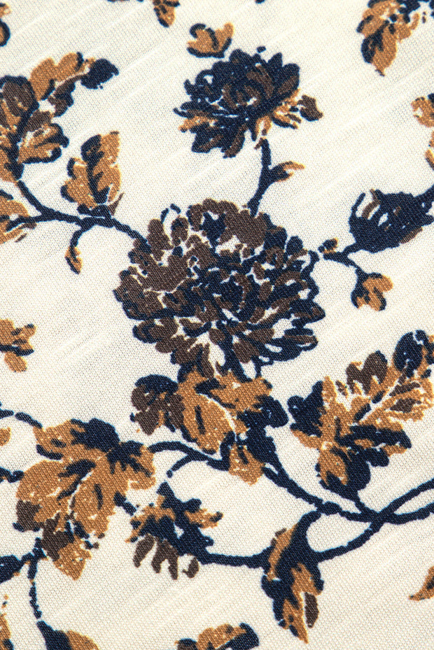 White Floral Frilly Blouse with Lace Up