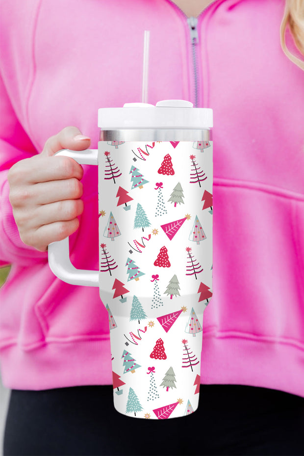 White Cartoon Christmas Tree Printed Cup 40oz