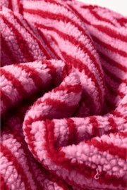 Pink Stripe Quarter Zip Fleece Oversize Sweatshirt