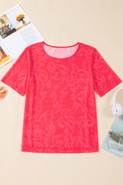Red Western Girls Mesh T Shirt