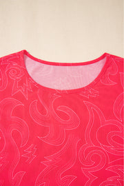 Red Western Girls Mesh T Shirt