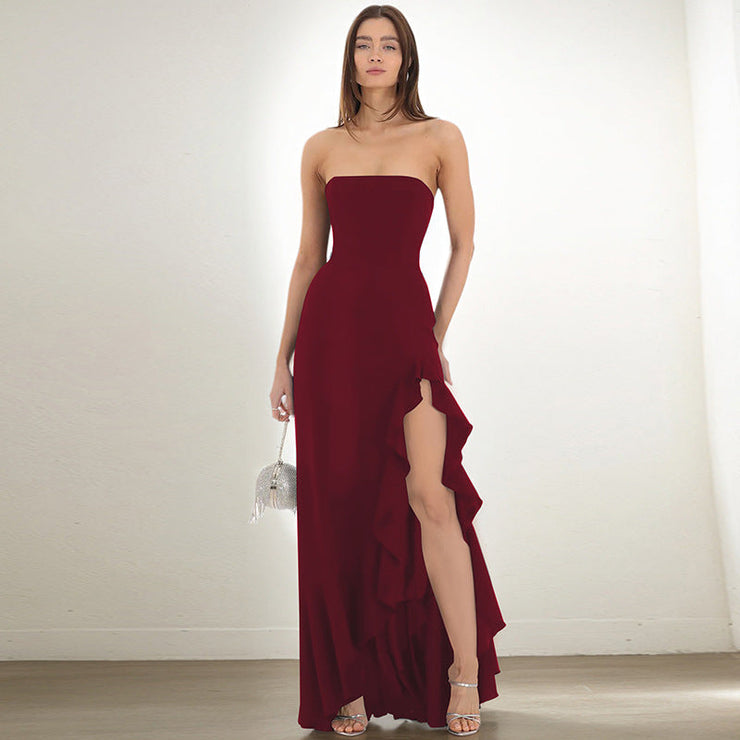 Women Clothing Summer Solid Color Sexy Split Maxi Dress Tube Top Dress – Unique Oils