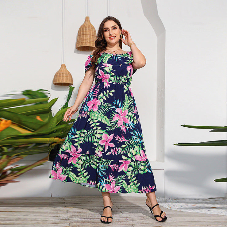 Plus Size Beach Holiday Long Beach Dress off the Neck Tube Top Color P – Unique Oils