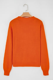 Flamingo Halloween Spooky Face Hollowed Pattern Casual Sweater