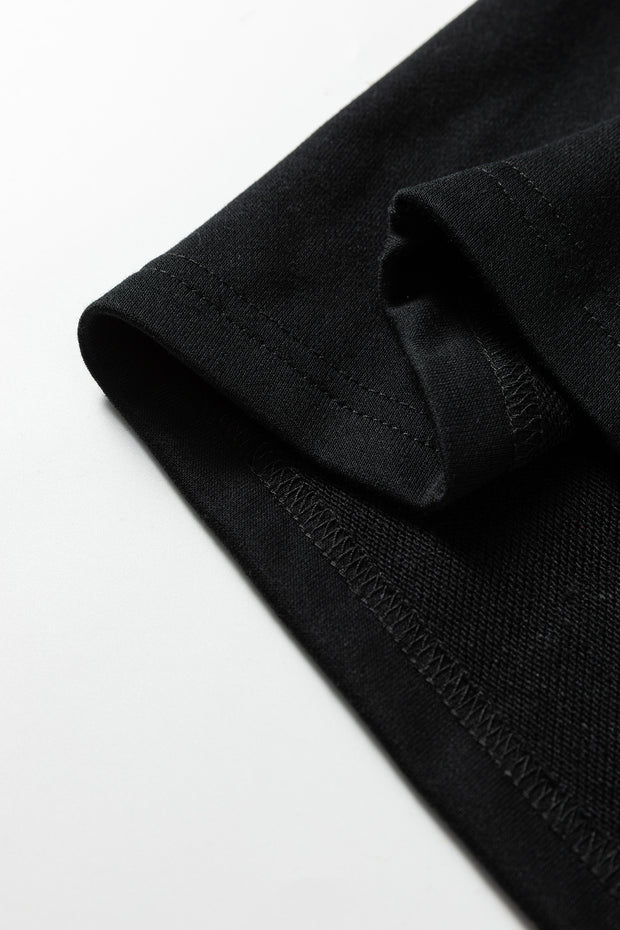 Black Leopard Print Patchwork Varsity Raglan Sleeve Sweatshirt Dress