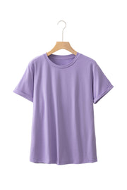 Wisteria Casual Plain Crew Neck Tee
