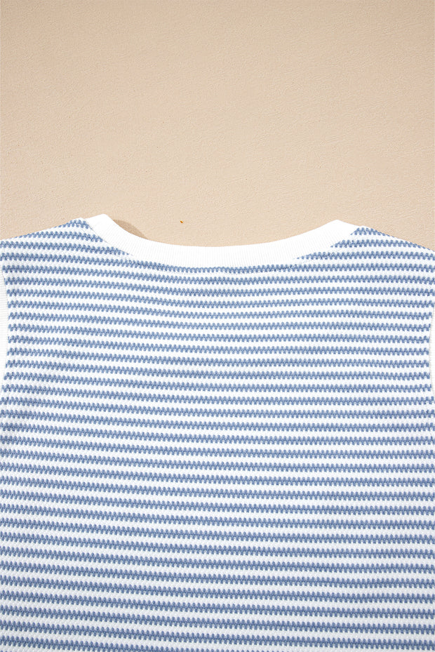 Myosotis Contrast Trim Striped Vest Drawstring Shorts Set