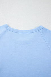 Beau Blue Striped Patch Front Casual Tee