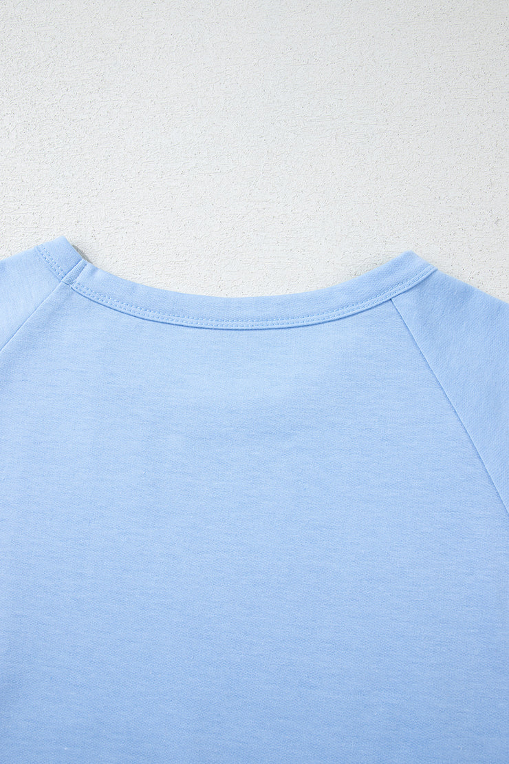 Beau Blue Striped Patch Front Casual Tee