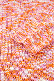 Orange Vibrant Abstract Print Drop Shoulder V Neck Tunic Oversized Sweater