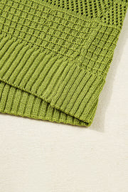 Spinach Green Oversize Crochet Knit Open Cardigan