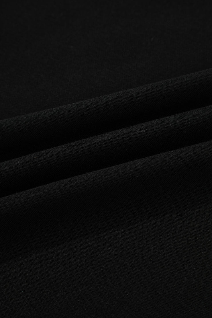 Black Varsity Stripe Detail Drop Shoulder Pullover Mini Skirt Set