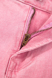 Peach Blossom Acid Washed High Rise Cropped Wide Leg Jeans