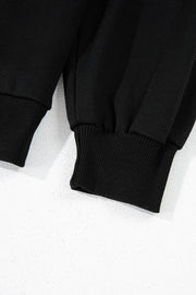 Black Leopard Print Colorblock Raglan Sleeve Sweatshirt