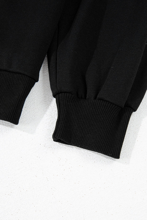 Black Leopard Print Colorblock Raglan Sleeve Sweatshirt