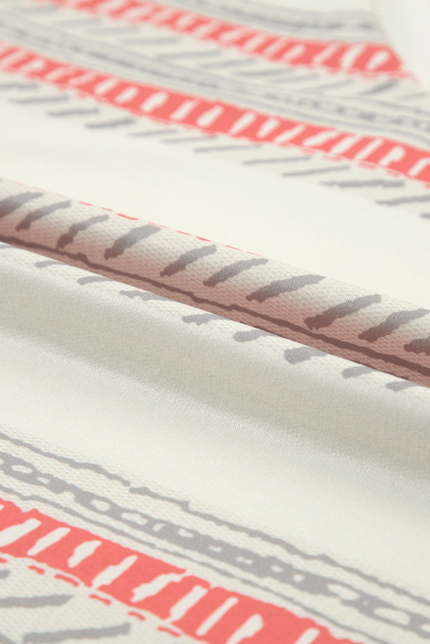 Beige Western Striped Print Casual Tank 2pcs Outfit