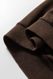 Coffee Button Front V Neck Casual Cardigan