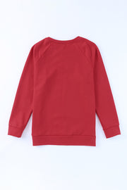 Fiery Red Solid Round Neck Raglan Sleeve Sweatshirt