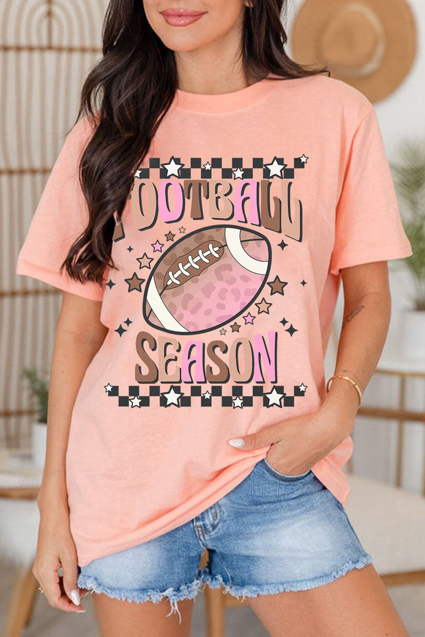Pink FOOTBALL SEASON Graphic Game Day T Shirt
