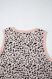 Camiseta sin mangas con cuello redondo y estampado de leopardo