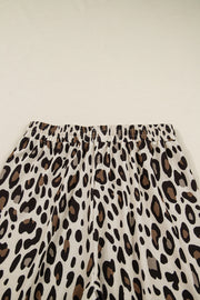 Khaki Leopard Wide Leg Cropped Pants