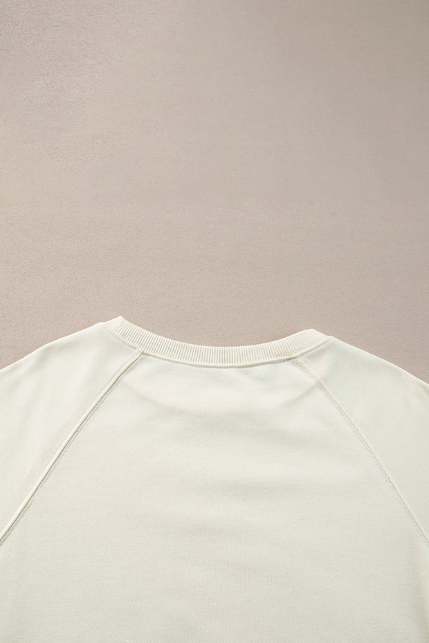 white Rainbow Raglan Sleeve Crew Neck Plus Size Sweatshirt