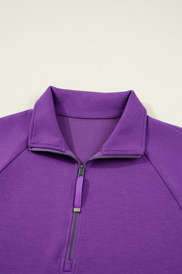 Wisteria Half Zip Sporty Pullover Mini Skirt 2pcs Outfit