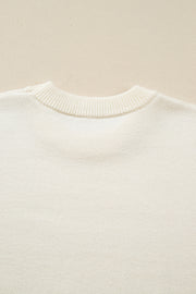 White Sequined Bow Graphic Christmas Holiday Sweater