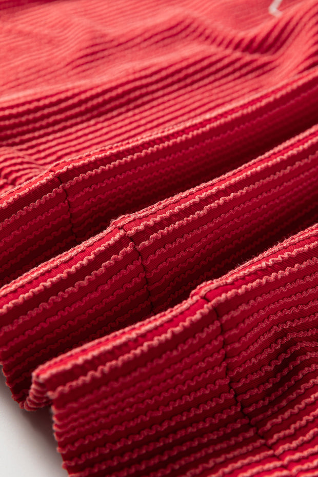 Racing Red Twisted Rib Outlined Merry Letter Graphic Loose Long Sleeve Top