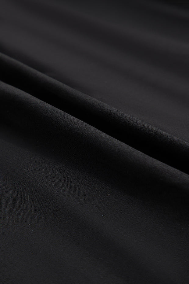 Black Contrast Ricrac Trim Ruffled V Neck Peplum Top