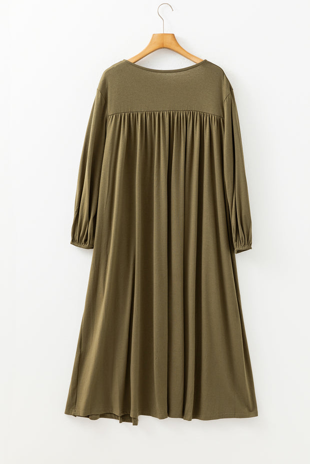 Green Lightweight Long Sleeve Open Front Duster Cardigan