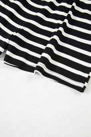 Black White Striped Short Sleeve Top and Shorts Set