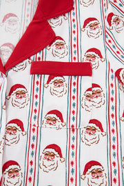 White Santa & Stripes Ruffle PJ Set